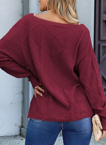 Image of EVALESS Casual Crewneck Sweaters for Women Fall Winter 2026 Lightweight Long Batwing Sleeve Pullover Sweaters Tops Clothes