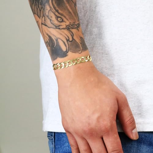 Nuragold 14k Real Yellow Gold Solid Cuban Curb Link 8mm Chain Bracelet (7"-9") Italian Jewelry for Men4