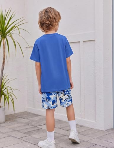 Image of Arshiner Boy's Textured Button Up Shirt and Shorts Set 2 Piece Summer Beach Outfit for 5~12 Years Kids