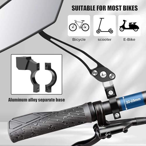 Diyife Bike Mirror 1 Pair, [New Version] HD Wide Angle Large