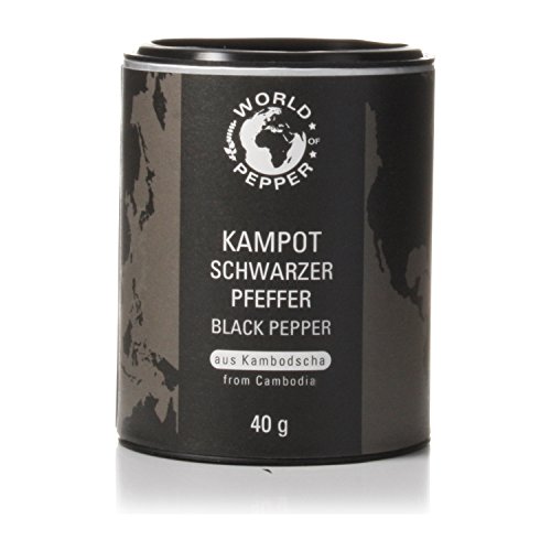 Echter schwarzer Kampot Pfeffer - 40g - intensiver, aromatischer Pfeffer aus Kambodscha - Premium Qualität mit Zufriedenheitsgarantie Cover