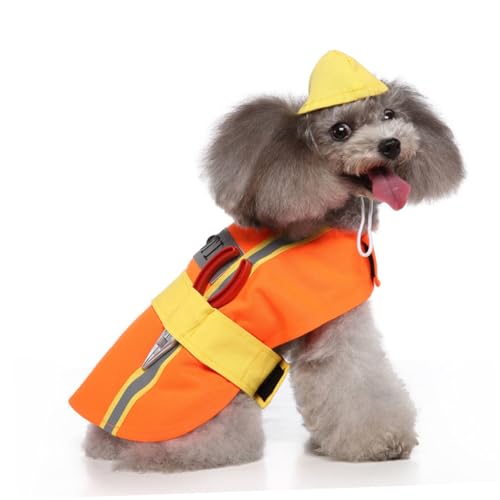 Disfraz para perro XL naranja apariencia ingeniero miniatura 7