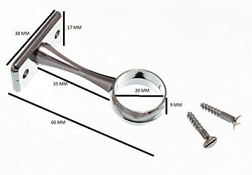 Lot de 8 supports centraux pour tringle de penderie Chromé 19 mm