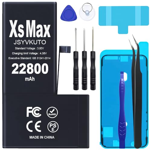 JSYVKUTO 22800mAh Battery for iPhone Xs MAX, [Upgraded] New 0 Cycle Higher Capacity Replacement Battery for iPhone Xs MAX with Full Set Repair Tool Kit, Model A1921 A2101 A2102 A2104