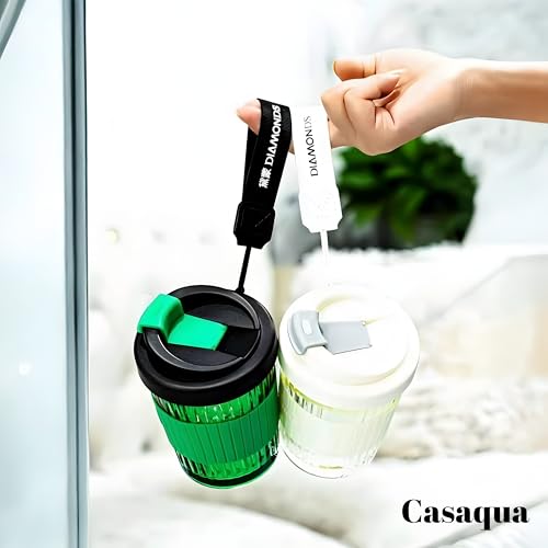 Image of Reusable Glass Coffee Cup with Lid & Silicone Sleeve - 500ml, Set of 1, Portable Borosilicate Glass Travel Mug, Leak-Resistant Coffee Tumbler with Carry Strap, Tea Cup for Home, Office