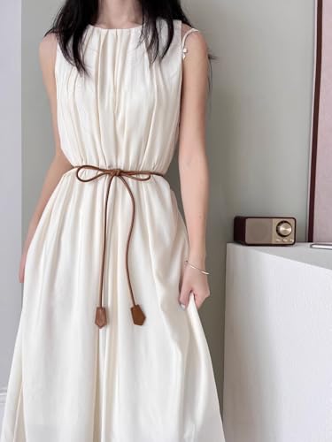 Womens Boho Skinny Faux PU Leather Skinny Tie Belts Waist Rope Chain Accessories for Skirt Dress,Christmas Party2