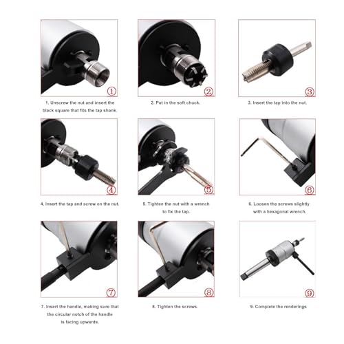 Self Reversing Tapping Head, High Speed Steel Reversible Tapping Set including 2MT 3MT Shanks for Drills - Image 4