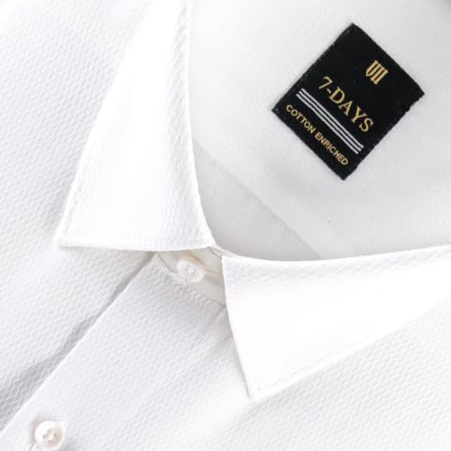 Image of 7-DAYS Premium Men's Formal Shirts - Cotton Rich, Textured Self-Design, Full Sleeve, Regular Fit, Wrinkle Resistant, with Pocket - Perfect for Office