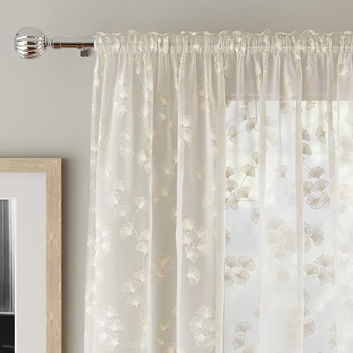 Tyrone Textiles Delila Cream Floral Voile Net Curtain Panel, 55 x 90 Inch (140 x 229cm) - Image 3