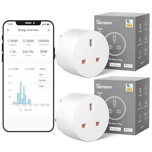 SONOFF WiFi Smart Plug Socket Mini Smart Socket with Energy Power Monitoring Remote Control Smart Schedule Functions, Works with Alexa/Google Home and IFTTT, 2.4 GHz No Hub Required, 2PCS S60TPG SONOFF WiFi Smart Plug Socket Mini Smart Socket with Energy Power Monitoring Remote Control Smart Schedule Functions, Works with Alexa/Google Home and IFTTT, 2.4 GHz No Hub Required, 2PCS S60TPG