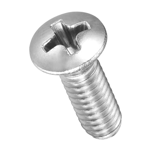 METALLIXITY Phillips Cross Recessed Countersunk Head Screws Bolts (#8-32x1/2) 50Pcs, 304 Stainless Steel Flat Head Woodworking Machine Screws - for Furniture Assembly DIY Projects, Silver