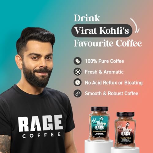 Image of Rage Coffee Silk Blend Instant Coffee | Creamy Hazelnut & Vanilla Velvet Silk Blend Flavoured Coffee 60 GMs Each | Premium, Bold & Smooth | Pack of 4