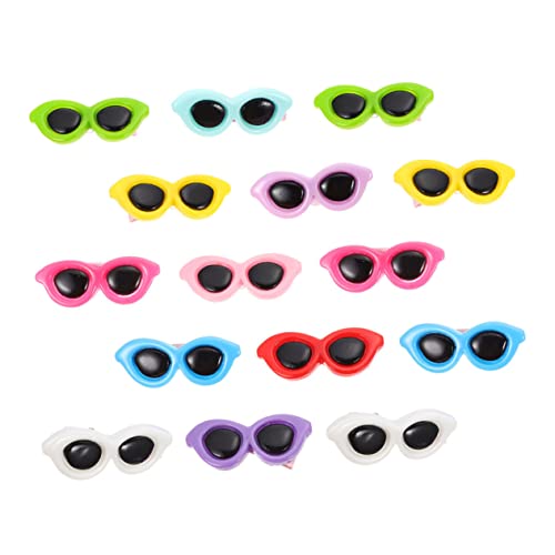 GRIRIW 15Pcs Sunglass Shaped Decorative Pet Hairpins Hair Clips for Dogs and Cats Adorable Headwear Accessories for Grooming and Parties