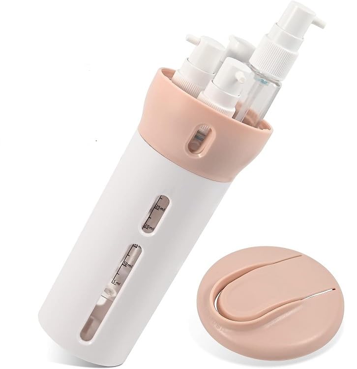 Peyx 4 In 1 Lotion Shampoo Gel Travel Dispenser Shower Bottles, Includes Four 40 Ml Cosmetic Toiletries Muti Pump Bottles For Shampoo, Lotions, (Multi Color) (Pack Of 1) - Image 4 thumbnail
