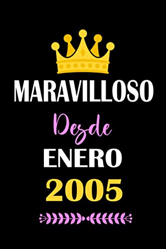 Maravilloso desde enero 2005: cuaderno de cumpleaños, regalos de cumpleaños para niños, niñas, cumpleaños 16 años, 6 "x 9" pulgadas, 120 páginas.