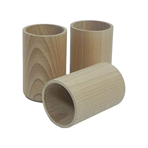 4 x Wooden Mug Cup Round for Pen Pencil on Desk Stationary Supplies Office Organisation Cover