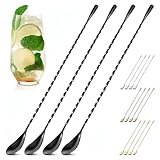 4 Pcs Bar Spoon Cocktail Mixing Spoon Set – 12" Stainless Steel with Twisted Spiral Handle Stirring Spoons, Good for Cocktails, Iced Tea, & Drink Mixing Lovers | Caviar Spoons
