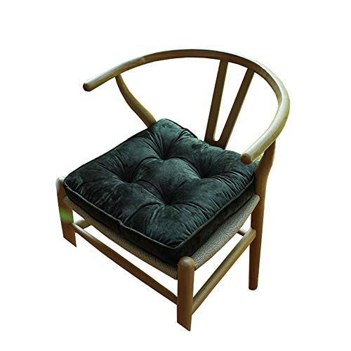 座布団 低反発クッション 椅子用 チェアパッド 滑り止め付き ひも付き シートクッション フロア 厚手 座り心地いい ダイニングチェア用 40x40x7cm (アーミーグリーン)