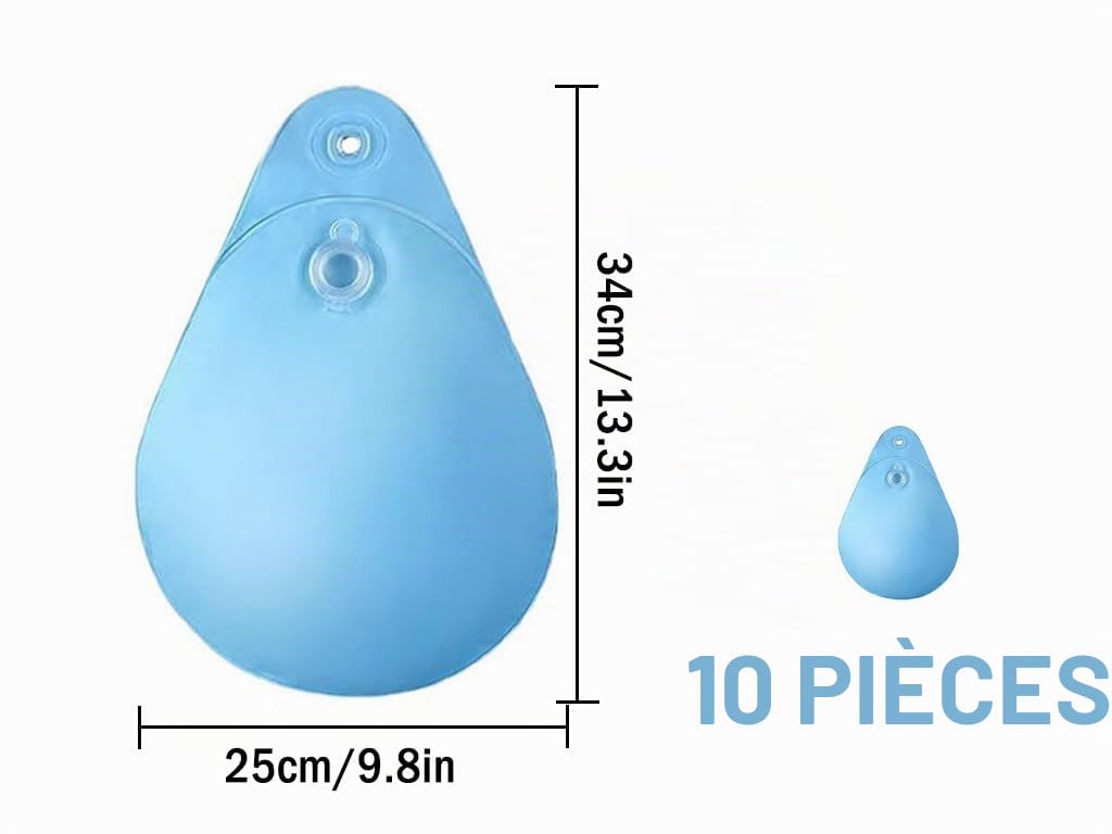Lot de 10 poids de couverture de piscine - Sacs à eau de piscine - Poids d'eau avec crochets - Sac suspendu épais en PVC pour couverture de piscine - Sac à eau de piscine d'hiver - Pour