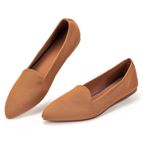 Image of Frank Mully Women's Casual Loafer Flats Slip On Loafer Shoes Comfortable Knit Flat Shoes Classics Pointy Toe Loafer Flats,for Work,Travel