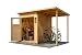 Alpholz Gerätehaus Mollie Plus 335x199 cm Naturbelassen mit Anbau und Schleppdach, 14mm Wandstärke inkl. Fußboden