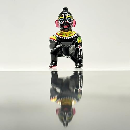 Estatua Laddoo Gopal de Latón Negro 10 cm miniatura 4