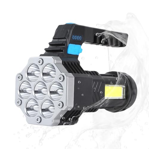 Linterna LED | 4 modos de lámpara potente impermeable, supervivencia lateral | para acampar al aire libre, senderismo, corte de energía, playa, picnic, pesca