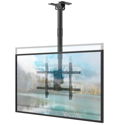 IMtKotW TV Ceiling Mount for Most 43-86 inch TV up to 132lbs Adjustable Height Ceiling Mount TV Bracket with Swivel Tilt Fits Pitched/Vaulted Roof Max VESA 600x400mm