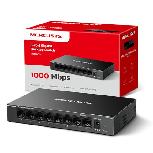 Mercusys MS108GS - Switch Gigabit de 8 Puertos, Caja de Metal Duradero, Conectar y Usar, Ahorro de Energía Mercusys MS108GS - Switch Gigabit de 8 Puertos, Caja de Metal Duradero, Conectar y Usar, Ahorro de Energía