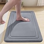 smiry Memory Foam Bath Mat - 40 x 60cm, Non-Slip, Super Absorbent, Comfortable - Machine-Washable Floor Rug, Dark Grey