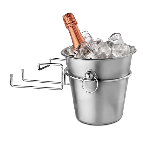 TIENDA EURASIA – Soporte Cubitera | Material Metal (Acero Inoxidable: 304) | Color Plata | Medidas 20x20x8.5 cm y Montado 36x19.2x8.6 cm | Forma Redonda | Fácil Instalación