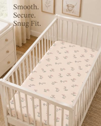 Image of Crib Sheets for Boys and Girls, 2 Pack Fitted Baby Sheets for Standard Toddler Mattress 28 inch x 52 inch, Soft Breathable Jersey Knit Baby Bedding (Bunny Garden)