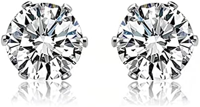 Clip on Earrings Mens Womens Earrings Cubic Zirconia Stud Earrings, Non-Piercing Clip On Cheater Fake Ear (5MM, Silver)