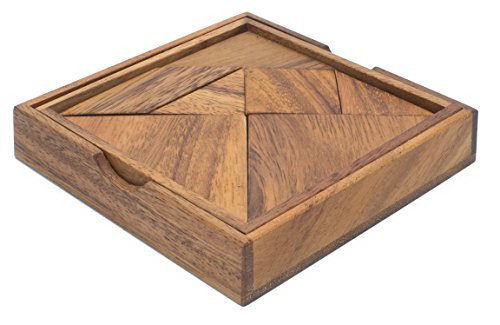 Tangram: 3D Puzzle Holzpuzzle für Erwachsene - Denkspiel - Knobelspiel - Geduldspiel - Logikspiel 3D Holzpuzzle von SiamMandalay with Free SM Gift Box (pictured) Cover