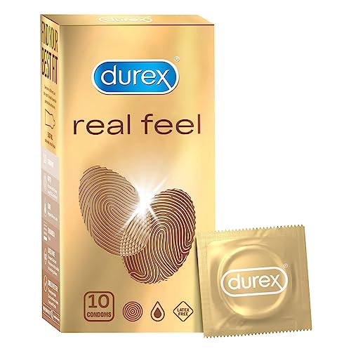 Image of Durex Real Feel Condoms For Men - 10 Count| For Real Skin On Skin Feeling| Latex Free| Suitable For Use With Lubes & Lube Strawberry Flavoured Lubricant Gel - 50 Ml