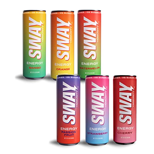 Sway Energy + Immunity Drink, All Flavors Variety, 12 Fl Oz (12 Count), 160Mg Of Natural Energy, Daily Multi-Vitamin Enriched (A, B6, B12, C, D), Clean Ingredients, 0 Sugar, Low Calorie, Low Carbohydrates #TOP1