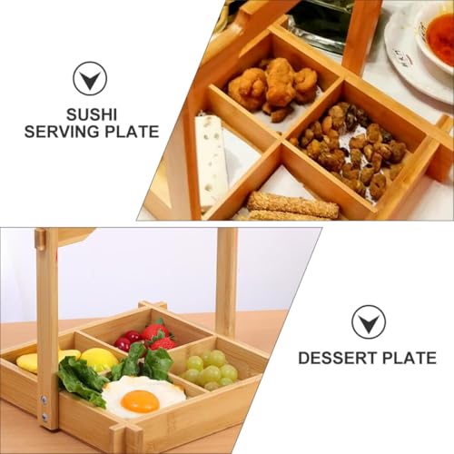 Plato de sushi de madera multipropósito con 4 compartimentos miniatura 7