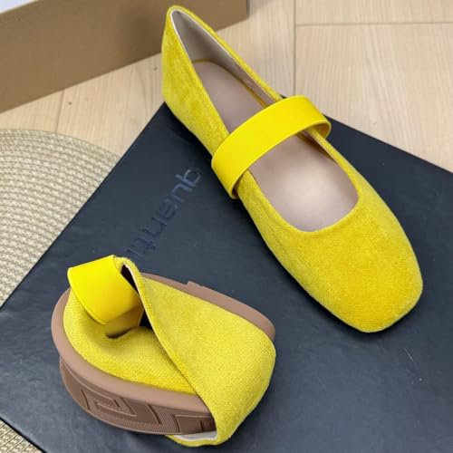TN TANGNEST Ballet Flat Shoes for Women Elastic Band Comfortable Square Toe Dressy Mary Jane Flats 23