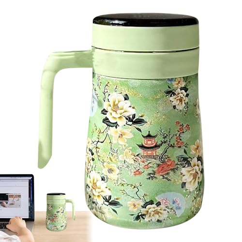 Caraffa da caffè con motivo floreale, Teiera in acciaio inossidabile, Caraffa da caffè isolata da 550 ml, Caraffa da caffè sottovuoto, Brocca per acqua calda, Teiera con infusore rimovibile, Macchina