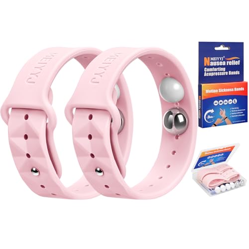 Image of Motion Sickness Bracelets for Adults & Kids Sea Sickness Wristbands for Travel Anti Nausea Bands for Motion & Morning Sickness Relief for Pregnant Women-Ideal for Car Air Cruise Travel-Pink