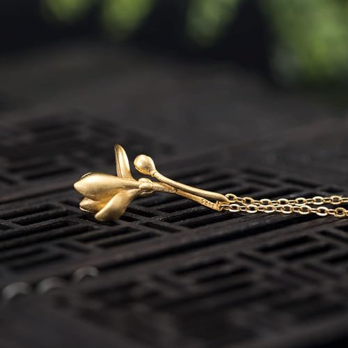 Bijoux en fleurs haut de gamme : collier magnolia 925 ciselé