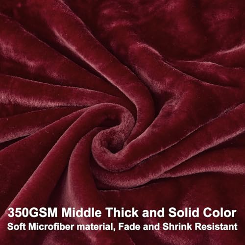 Image of JYK Fleece Plush Blanket - 4.4 LB, 1 Ply Lightweight Korean Style Mink Blanket, King 85 inch x 95 inch - Super Soft, Warm & Cozy, Microfiber Bed Blanket for All Seasons, Burgundy