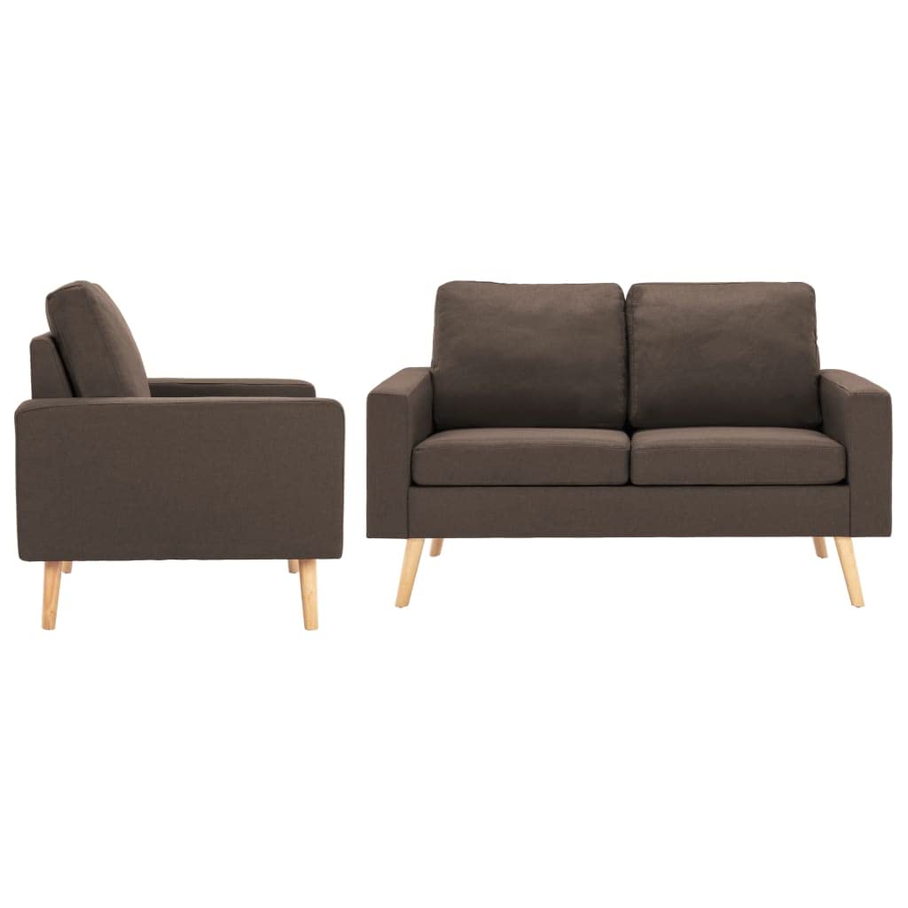 vidaXL Divani Set 2pz Divanetti Sofà Ottomane Canapè Poltrone Dormeuse Arredo Salotto Sedute Seggiole Soggiorno Mobili in Tessuto Marrone