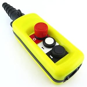 STANDAR control Crane Hoist Control, Crane Chain Hoist Push Button Switch Lifting Pendant Rainproof Controller with Emergency Stop Pendant Switch Control for Hoist (2 Ways Push Button Switch)