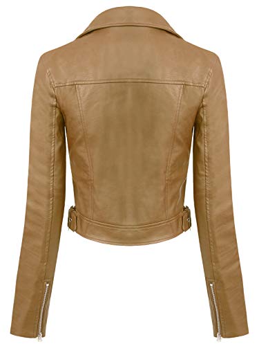 Design by Olivia Women's Long Sleeve Zipper Closure Moto Biker Faux Leather Jacket3