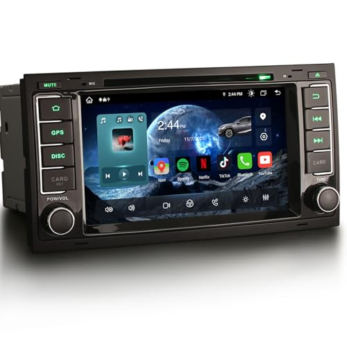 Erisin 7 Pouces 8 cœurs 4Go+64Go Android 14 Autoradio GPS Navigation pour VW T5 Multivan Transporter Touareg Support Bluetooth CarPlay sans Fil Android Auto DSP WiFi...