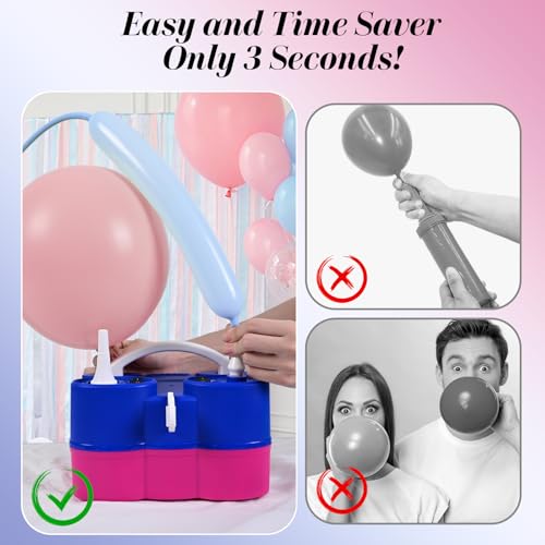 Image of Togvu Electric Balloon Pump, 3-in-1 Portable Air Pump for Inflatables and Balloons, Dual Nozzle Balloon Blower Machine for Latex 260q Foil Balloons 110V Inflator Deflator for Pool Floats Air Mattress