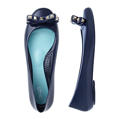 Oka-B Women's Taylor Rumor Flats,Sapphire with Studded Bow Charm, Size 8 M