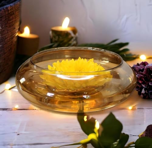 Image of Splendid Glass Spring Urli Bowl for Diwali Decorative Bowl | Floating Flowers | Tea Light Candles Home (Black, 6 Inch)