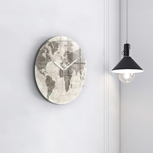 Horloge moderne en verre Wallfluent pour salon avec carte du monde - 4